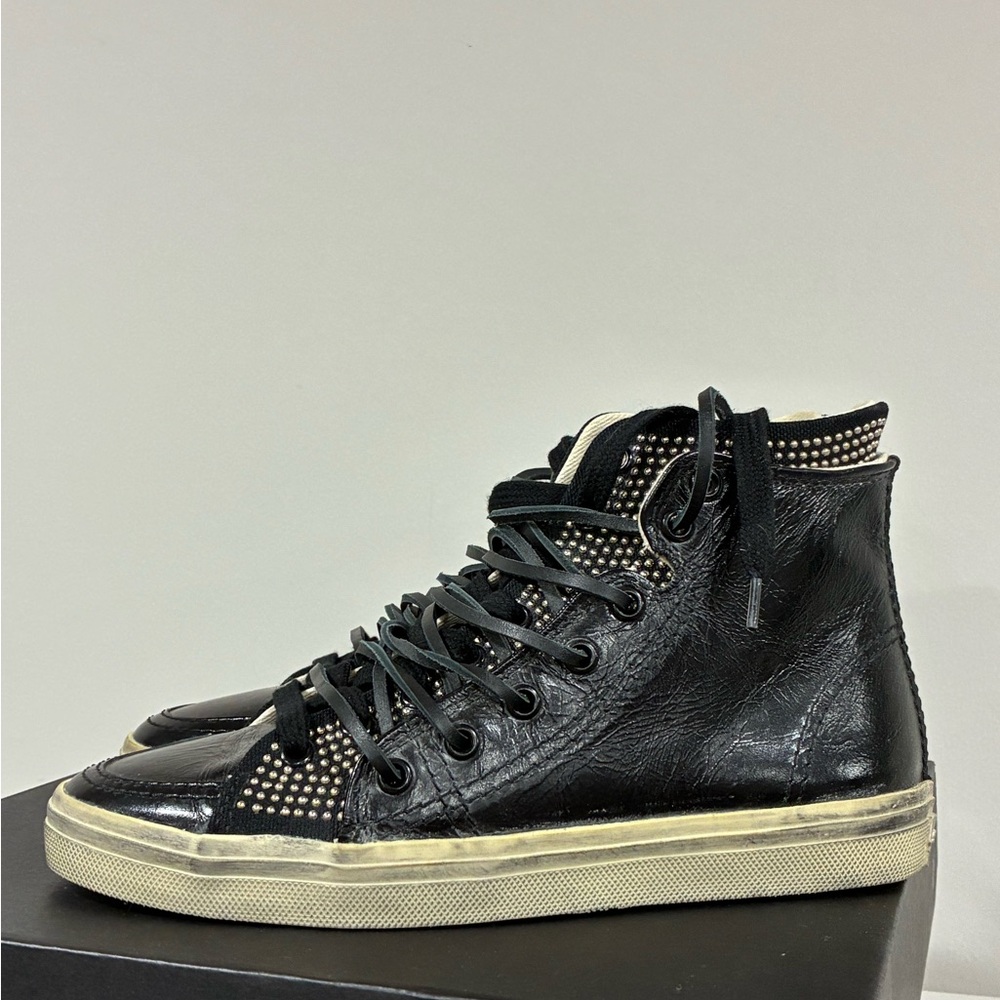 Saint Laurent Double Studded High Top Sneaker Size EU 35 USA 5 - Picture 8 of 13